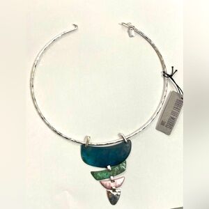 Vintage RLM Soho collar necklace modernist western rodeo silver tone NWT